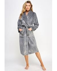 TRUEDAMES - Ultra-Soft Heart Pattern Plush Lounge Robe - Lyst