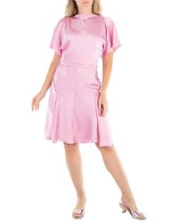 Victoria Beckham - Draped Sleeve Satin Finish Dress - Lyst