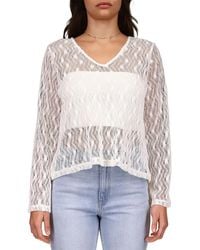 Sanctuary - In The Moment Crochet V Neck Pullover Top - Lyst