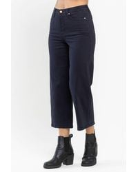 Judy Blue - High Rise Garment Dyed Cropped Wide Leg Jeans W/ Tummy Control - Lyst