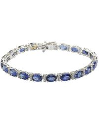 Suzy Levian - Sterling Silver Oval-cut Sapphire & Diamond Accent Tennis Bracelet - Lyst