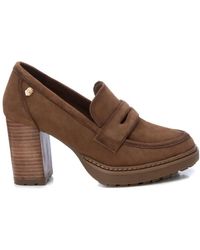 Xti - Suede Heeled Loafers - Lyst