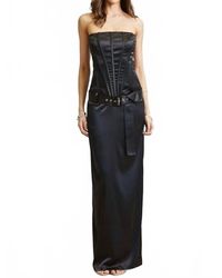 BLITHE - Hannah Satin Corset Belted Maxi Dress - Lyst