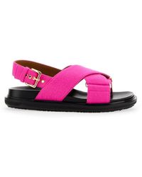 Marni - Crisscross Leather Sandal With-Tone Buckles - Lyst