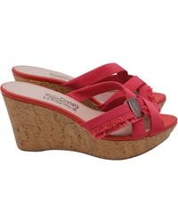 Ferragamo - Criss-Cross Ribbon Wedge Sandals - Lyst