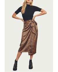Dress Forum - Leopard-print Satin Wrap Midi Skirt - Lyst