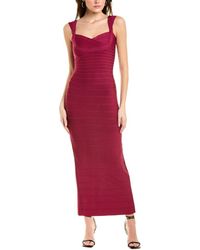 Hervé Léger Sweetheart Banded Gown - Red