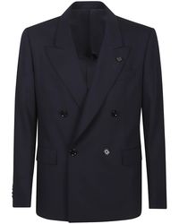 Lardini - Double-Breasted Feeling Virgin Wool Blazer - Lyst
