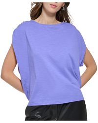 DKNY - Ruched Cap Sleeve Pullover Top - Lyst