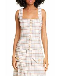 Nicholas - Square Neck Button Front Pinafore Plaid Tank Top - Lyst