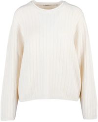Aspesi - Ribbed Knit Crew Neck Pullover With Cropped Silhouette - Lyst