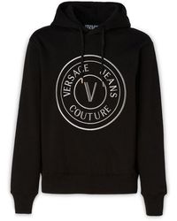 Versace - Cotton Logo Details Hooded Sweatshirt - Lyst