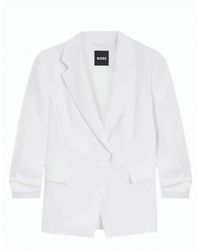 BOSS - Jia8 Notch Lapels Ruffled Sleeves Blazer - Lyst