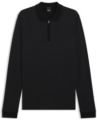 BOSS - Mercerized-Cotton Polo Shirt With Two-Tone Structure - Lyst