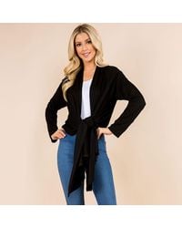 TRUEDAMES - Asymmetrical Open Front Solid Cardigan - Lyst