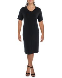 Eileen Fisher - V-neck Knee T-shirt Dress - Lyst