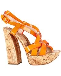Casadei - Crisscross High Block Heel Sandals - Lyst