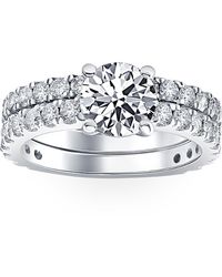 Pompeii3 - 3 1/2 Ct Diamond Engagement Wedding Ring Set 14k Gold Clarity Enhanced - Lyst