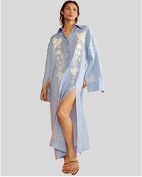 Cynthia Rowley - Embroidered Hemp Shirt Dress - Lyst