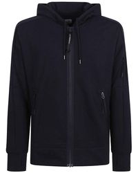 C.P. Company - Relaxed Fit Zip-Up Sweatshirt With Hood And Zippered Pockets - Lyst