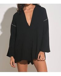 Elan - Long Sleeve Vneck Romper - Lyst
