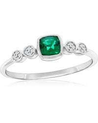 Simona - Sterling, Lab-Grown Emerald And Natural Diamond Ring - Lyst