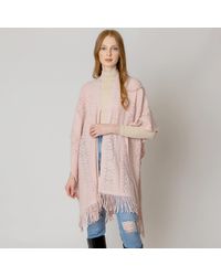 TRUEDAMES - Solid Crochet Ruana Poncho - Lyst