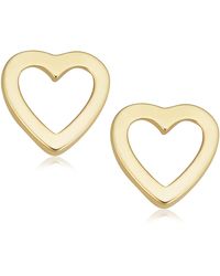 Fremada - Minimalist 14k Yellow Small Heart Stud Conch Cartilage Earrings - Lyst