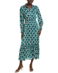 Tahari - Half Placket Chain Print Maxi Dress - Lyst