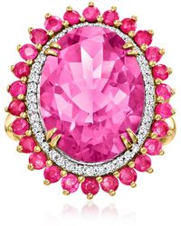 Ross-Simons - Topaz And Ruby Cocktail Ring With Diamonds - Lyst