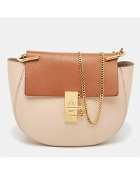 Chloé - Peach/brown Pebbled Leather Medium Drew Shoulder Bag - Lyst