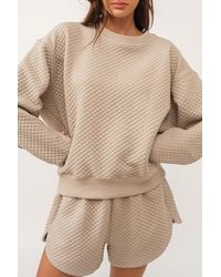 TRUEDAMES - Solid Color Quilted Long Sleeve Top And Shorts Set - Lyst