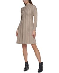 Jessica Howard - Petites Cable Knit Mock Neck Sweaterdress - Lyst