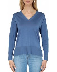 Metric Knits - V-Neck Pullover Sweater With Rib Sleeve - Lyst