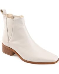 Journee Signature - Genuine Leather Brooklee Square Toe Stacked Chelsea Booties - Lyst