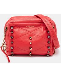 Lanvin - Coral Leather Sugar Studded Shoulder Bag - Lyst