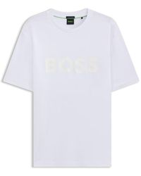 BOSS - Cotton-Jersey T-Shirt With Structured Logo - Lyst