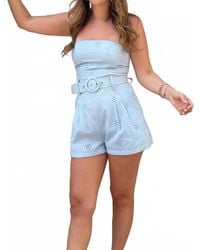 Olivaceous - Luna Strapless Belted Romper - Lyst