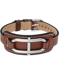 Fossil - Stainless Steel & Leather Bracelet - Lyst