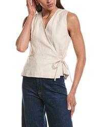 Ichi - Ihzahra Sleeveless Linen-Blend Wrap Top - Lyst