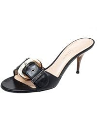 Casadei - Leather Buckle Detail Slide Sandals - Lyst