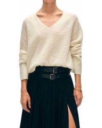White + Warren - Brushed Cashmere V-Neck Top - Lyst