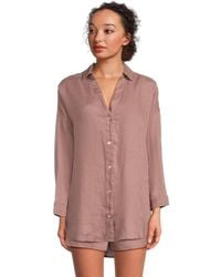 LSPACE - L*Space Rio Tunic Top M/L Linen Shirttail Hem Button-Up Kfc850 - Lyst