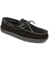 Minnetonka - Pile Lined Hardsole Suede Faux Fur Lined Moccasins - Lyst