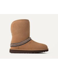 UGG - Classic Short Crescent Suede/Polyester/Recycled Materials/Sheepskin Classic Boots - Lyst
