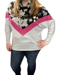 Honeyme - Floral Chevron Cowlneck Sweater - Lyst