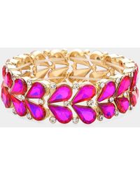 Fashnzfab - Teardrop Stone Cluster Embellished Stretch Evening Bracelet Ab - Lyst