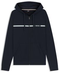 BOSS - Cotton-Terry Jacket With Logo And Stripe - Lyst