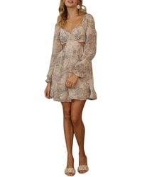 Endless Blu. - Cutout Chiffon Babydoll Mini Dress - Lyst