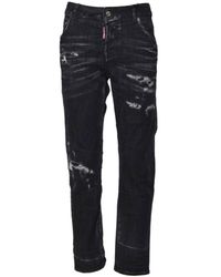 DSquared² - Destroyed Wash Slim-Fit Jeans With Logo Details - Lyst